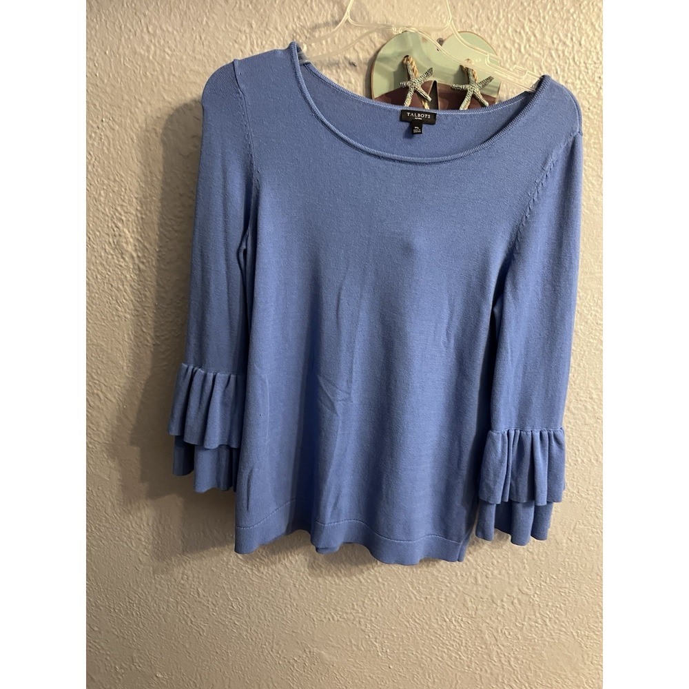 Talbots Sweater Womens Blue Size‎ MP V Neck Pullover Long Sleeve